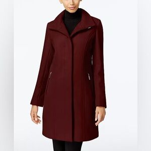 Women's Wool-Blend Walker Coat, Kenneth Cole, Burgundy, Size 12
